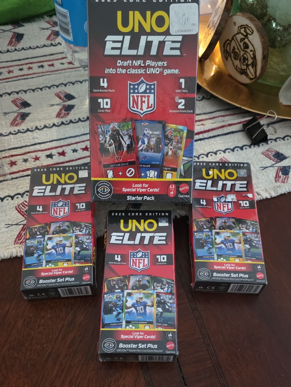 Elite NFL Card Game UNO Starter & Booster Sets - Black/Red